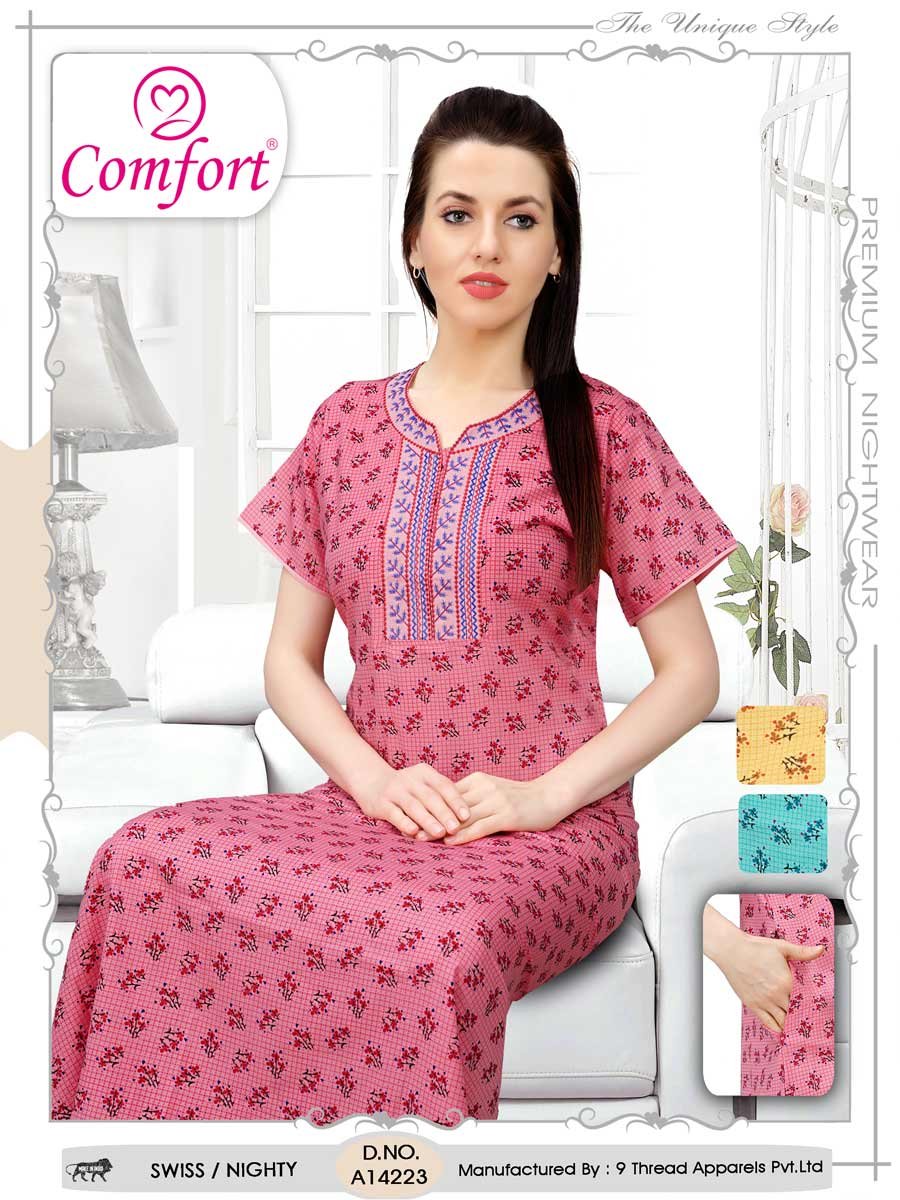 Ladies Pink Print Nighty, Size: XL at Rs 220/piece in Ahmedabad